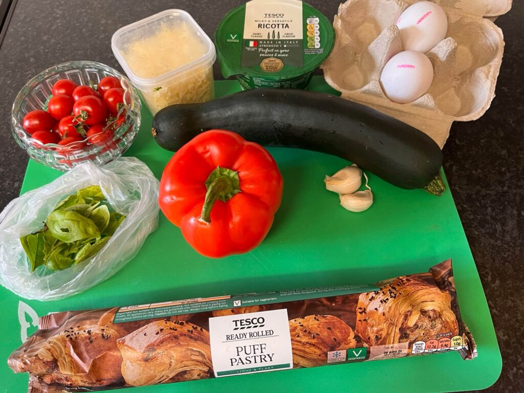 Tomato, Courgette & Red Pepper Tart ingredients