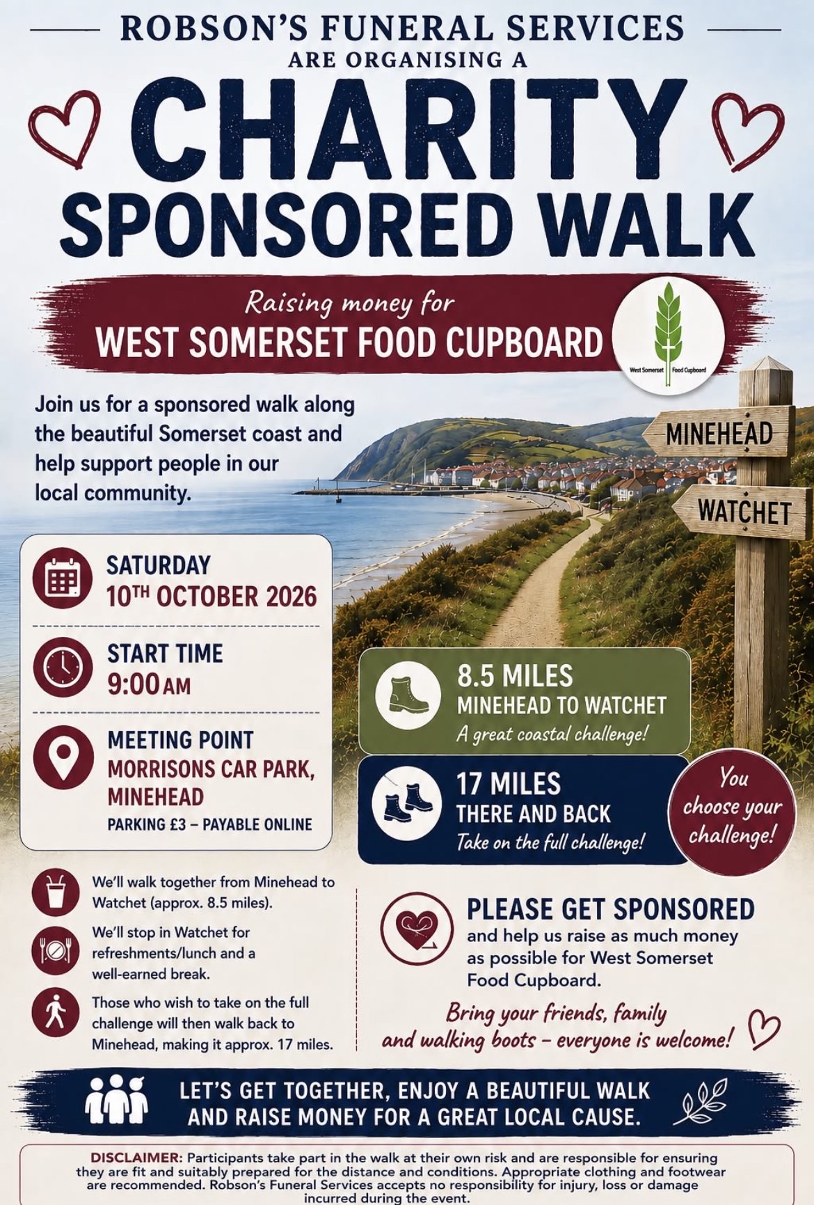 Sponsored Walk for West Somerset Food Cupboard – Saturday 10th October